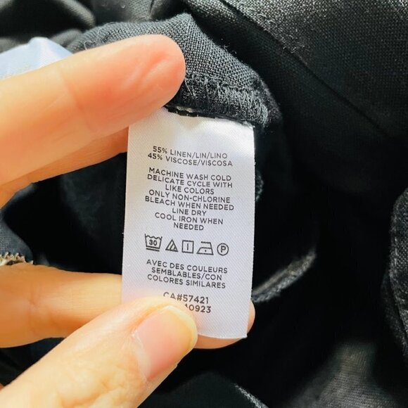 NWT Ann Taylor LOFT Jumpsuit Romper Black Linen Square Neck Ruffle Wide Leg XS - Picture 11 of 13